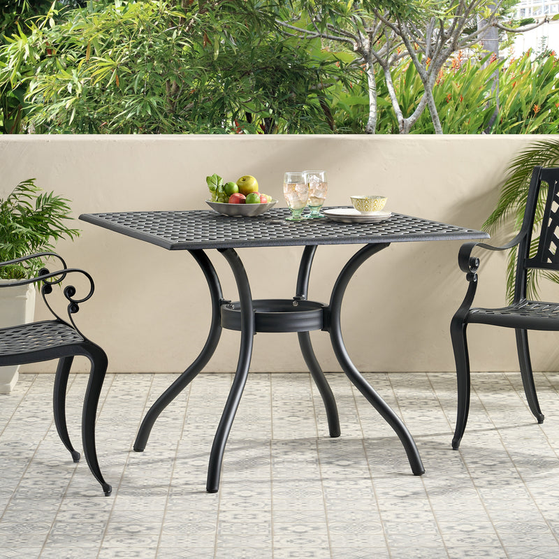 Oudoor Patio Black Cast Aluminum Square Table - NH115692