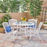 Outdoor 5 Piece Cast Aluminum Round Dining Set - NH596503