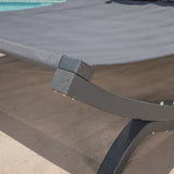 Gray Wood Sunbed with Gray Outdoor Mesh Canopy - NH120103