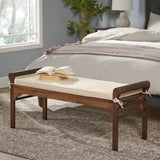 Rustic Acacia Wood Bench with Cushion - NH953592