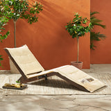 Mahogany Wood Folding Chaise Lounger Chair w/ Cream Cushion - NH473592