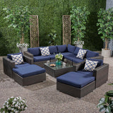 Outdoor 7 Seater Wicker Sectional Sofa Set with Sunbrella Cushions - NH125803