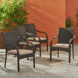 Brown Wicker Stacking Chairs (Set of 4) - NH554992