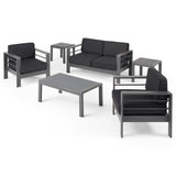 Coral Outdoor 4 Seater Aluminum Chat Set with 2 Side Table - NH075903