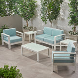 Coral Outdoor 4 Seater Aluminum Chat Set with 2 Side Table - NH075903