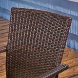 Outdoor 6-Seater Wood and Wicker Chair and Bench Dining Set - NH219503
