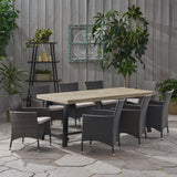 Outdoor Wood and Wicker 8 Seater Dining Set - NH646903