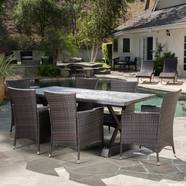Outdoor 7 Piece Lightweight Concrete Dining Set - NH019592