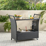 Outdoor Wicker Serving Bar Cart - NH308592