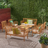 Outdoor Modern Acacia Wood 8 Seater Chat Set with Cushions - NH693113