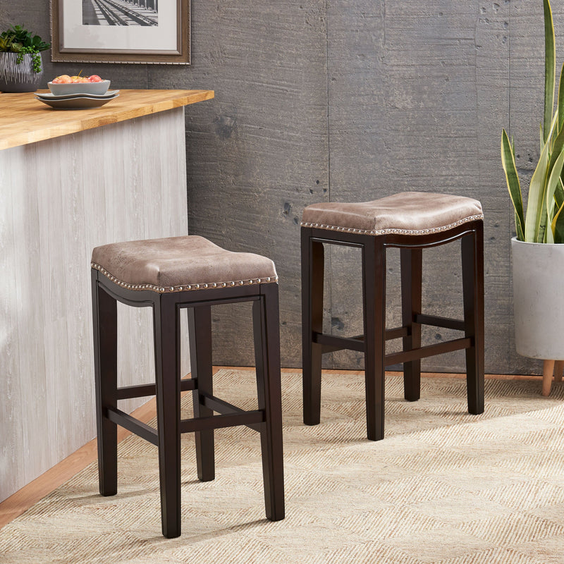 Contemporary Studded Fabric Counter Stool (Set of 2) - NH839013