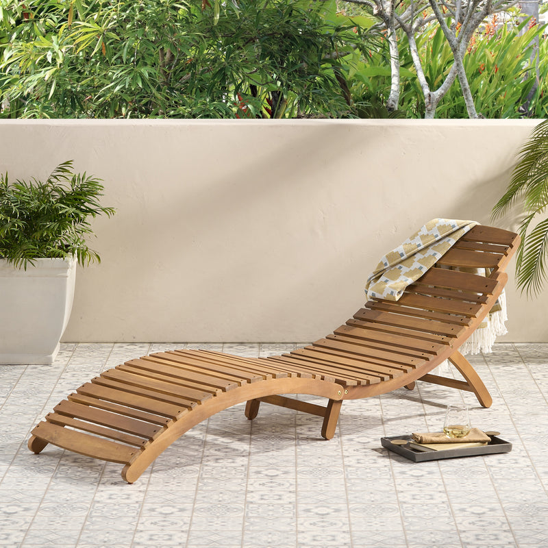Outdoor Wood Folding & Portable Chaise Lounge - NH025732