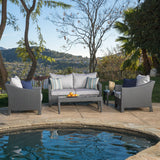 5pc Outdoor Grey Wicker Sofa Set - NH660692