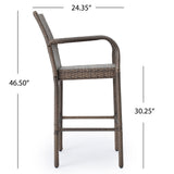 30-Inch Outdoor Mix Mocha Wicker Barstool - NH073003