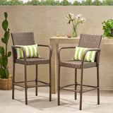30-Inch Outdoor Mix Mocha Wicker Barstool - NH073003