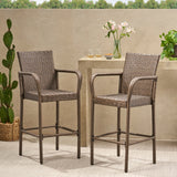 30-Inch Outdoor Mix Mocha Wicker Barstool - NH073003
