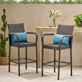 30-Inch Outdoor Brown Wicker Barstool (Set of 2) - NH649592