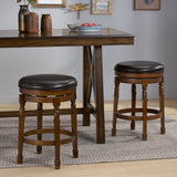 Brown Leather Swivel 26-Inch Counter Stool (Set of 2) - NH036692