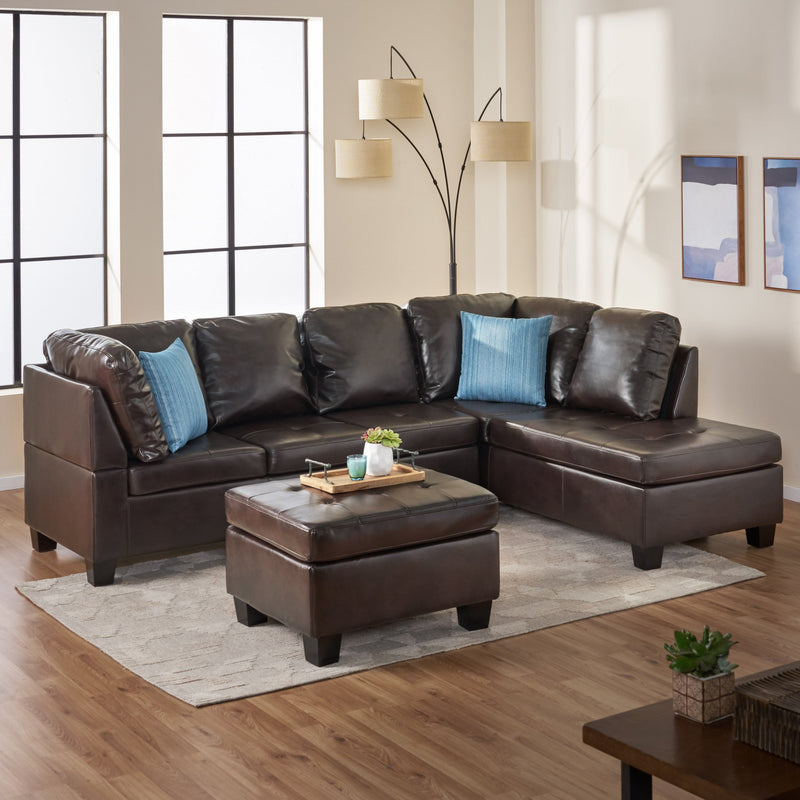 Brown PU Leather Sectional Set - NH313692