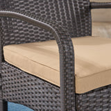 Patio Fire Pit Set, 4-Seater with Club Chairs, Wicker with Outdoor Cushions - NH152703