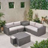 Outdoor 4 Seater V Shaped Storage Sectional Sofa Set with Ottomans - NH169903