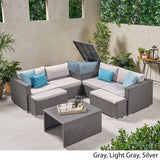 Outdoor 4 Seater V Shaped Storage Sectional Sofa Set with Ottomans - NH169903