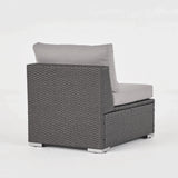 Outdoor 5 Seater U Shaped Wicker Sectional Sofa Set with Ottomans - NH569903