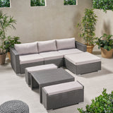 Outdoor 5 Seater L Shaped Wicker Sofa and Ottoman Set - NH759903