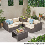 Outdoor 4 Seater V Shaped Storage Sectional Sofa Set with Ottomans - NH169903
