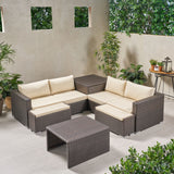 Outdoor 4 Seater V Shaped Storage Sectional Sofa Set with Ottomans - NH169903