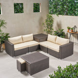 Outdoor 4 Seater V Shaped Storage Sectional Sofa Set with Ottomans - NH169903