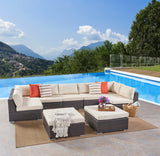 Outdoor 7 Seater Wicker Sectional Sofa Set with Cushions - NH157403