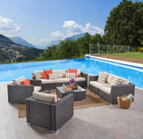 Outdoor 7 Seater Wicker Sofa Chat Set with Aluminum Frame and Cushions - NH333403