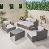 Outdoor 4 Seater Wicker Chat Set with Ottomans - NH369903