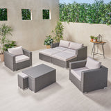 Outdoor 4 Seater Wicker Chat Set with Ottomans - NH369903