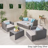 Outdoor 4 Seater Wicker Chat Set with Ottomans - NH369903