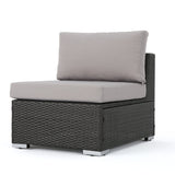 Outdoor 7 Seater Wicker Extended Sofa Chat Set with Ottomans - NH979903