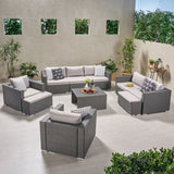 Outdoor 7 Seater Wicker Extended Sofa Chat Set with Ottomans - NH979903