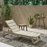 Outdoor Acacia Wood Chaise 2 Piece Lounge - NH162013