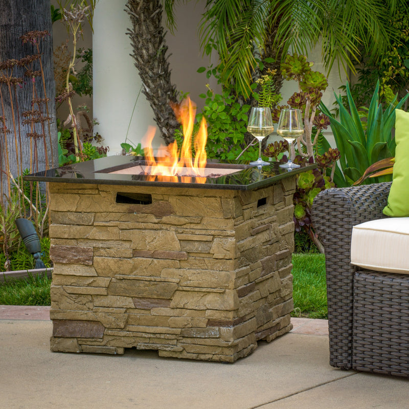 32-inch Stone Square MGO Fire Pit - 40,000 BTU - NH166692