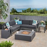 Outdoor 5 Seater Aluminum Chat Set with Fire Pit - NH485903