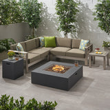 Outdoor 5 Seater Aluminum Chat Set with Fire Pit - NH485903