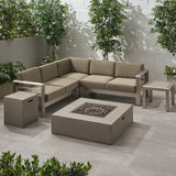 Outdoor 5 Seater Aluminum Chat Set with Fire Pit - NH485903