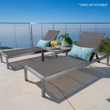 Outdoor Grey Aluminum Chaise Lounge with Dark Grey Mesh Seat - NH897103