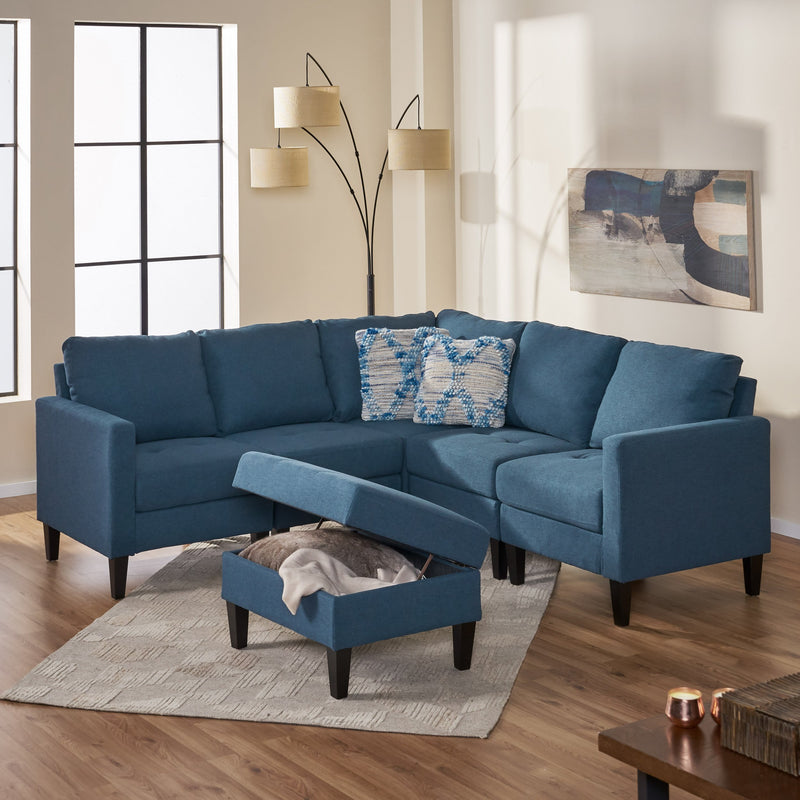 Fabric Sectional Couch with Storage Ottoman - NH711003