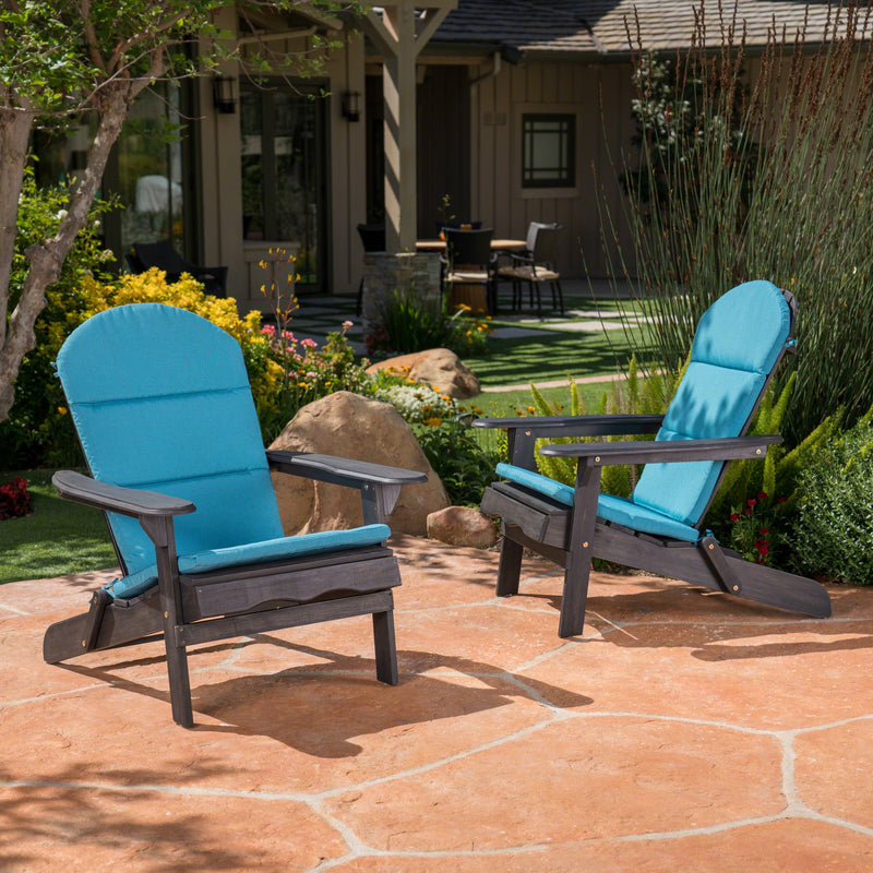 Outdoor Acacia Wood Folding Adirondack Chairs with Cushions - NH136403