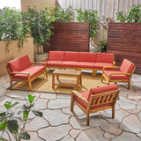 Outdoor Acacia Wood 8 Seater Sectional Chat Set with Coffee Table - NH155603