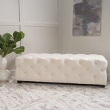 Cream Tufted Rectangular Ottoman - NH630992