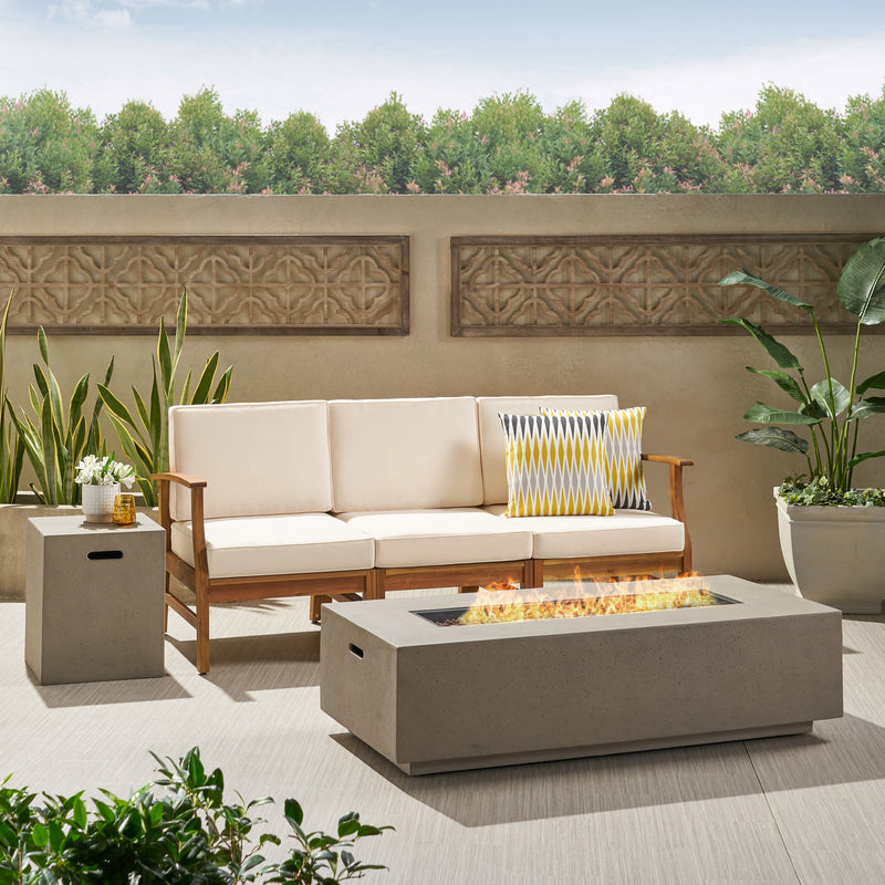 Outdoor 3 Seater Wood Fire Pit Sofa Set - NH406503