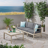Outdoor 4 Piece Acacia Wood Sofa and Coffee Table Set - NH813803